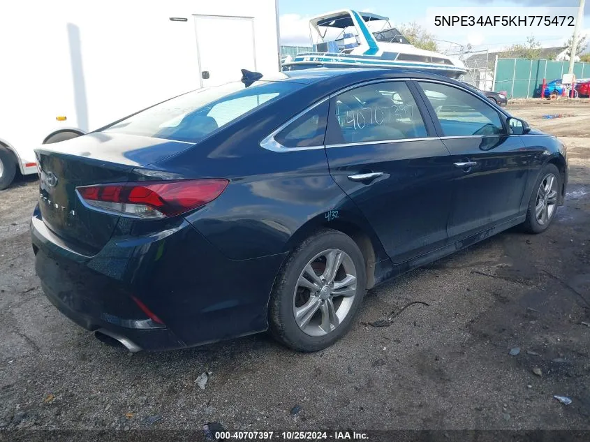 2019 Hyundai Sonata Sel VIN: 5NPE34AF5KH775472 Lot: 40707397