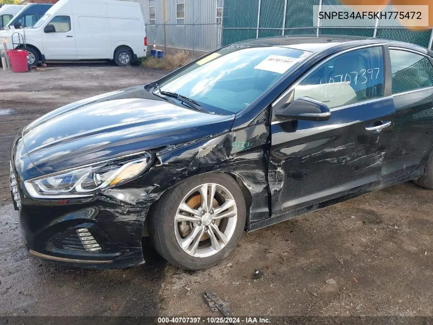 2019 Hyundai Sonata Sel VIN: 5NPE34AF5KH775472 Lot: 40707397