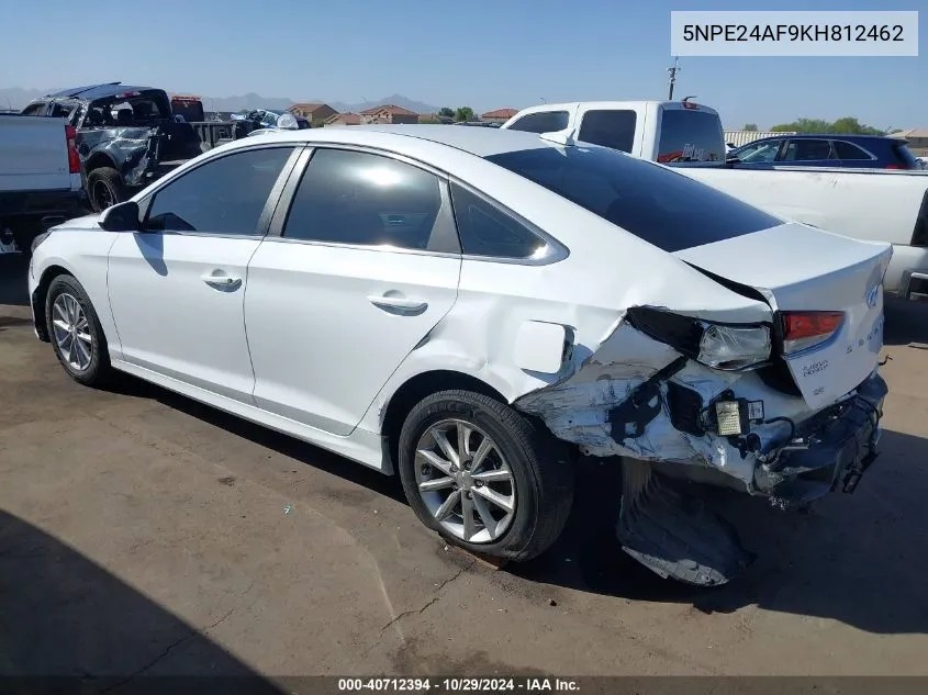 2019 Hyundai Sonata Se VIN: 5NPE24AF9KH812462 Lot: 40712394