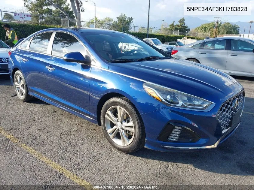 2019 Hyundai Sonata Sel VIN: 5NPE34AF3KH783828 Lot: 40718804