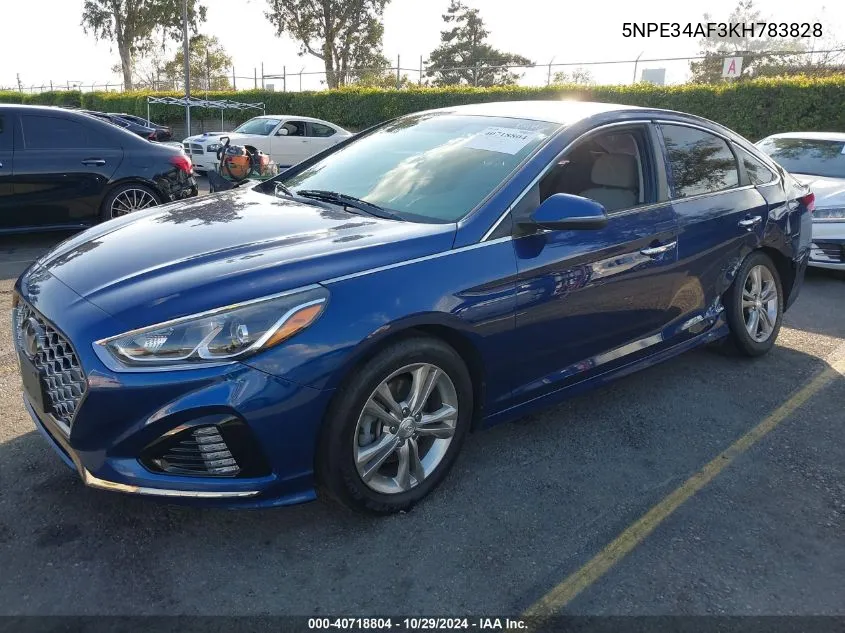 2019 Hyundai Sonata Sel VIN: 5NPE34AF3KH783828 Lot: 40718804