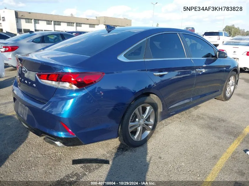 2019 Hyundai Sonata Sel VIN: 5NPE34AF3KH783828 Lot: 40718804