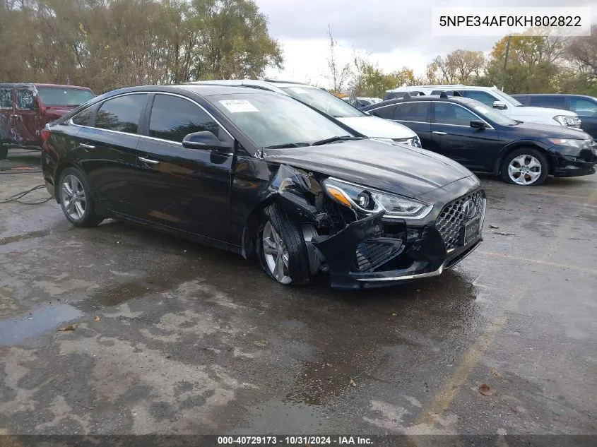 2019 Hyundai Sonata Sel VIN: 5NPE34AF0KH802822 Lot: 40729173