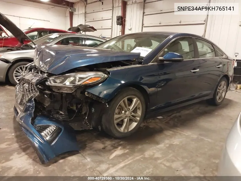 2019 Hyundai Sonata Sel VIN: 5NPE34AF9KH765141 Lot: 40729350