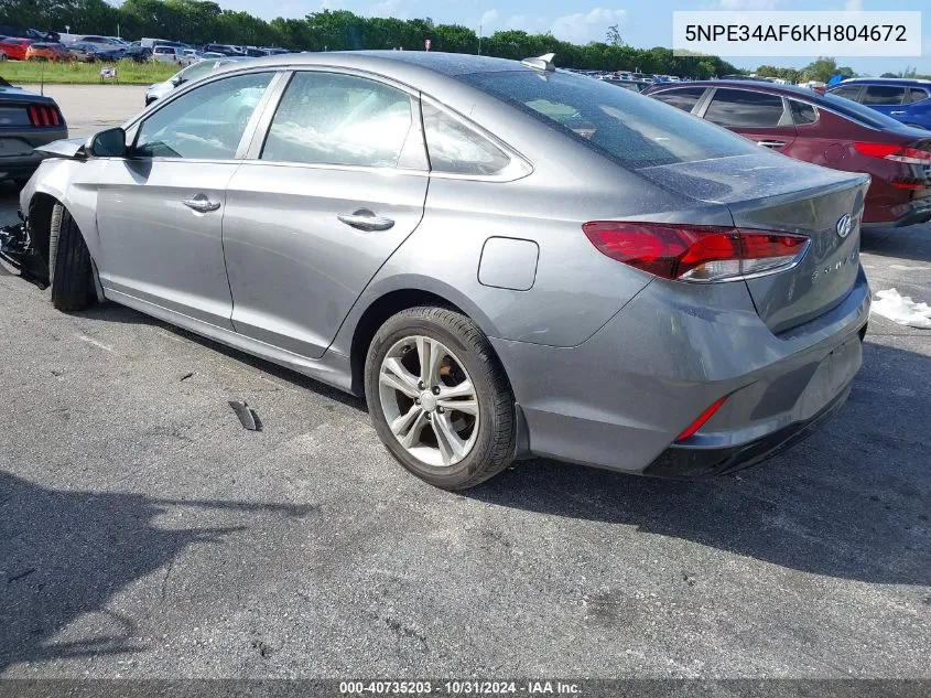 2019 Hyundai Sonata Sel VIN: 5NPE34AF6KH804672 Lot: 40735203