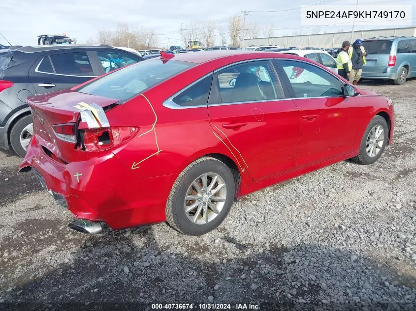 2019 Hyundai Sonata Se VIN: 5NPE24AF9KH749170 Lot: 40736674