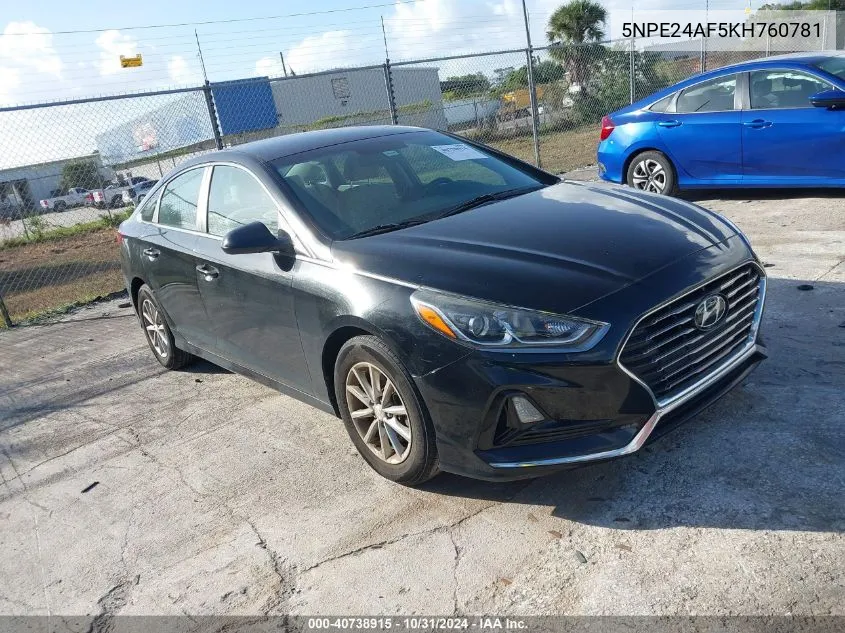 2019 Hyundai Sonata Se VIN: 5NPE24AF5KH760781 Lot: 40738915