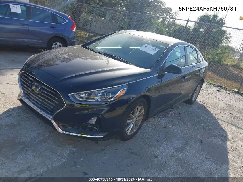 2019 Hyundai Sonata Se VIN: 5NPE24AF5KH760781 Lot: 40738915