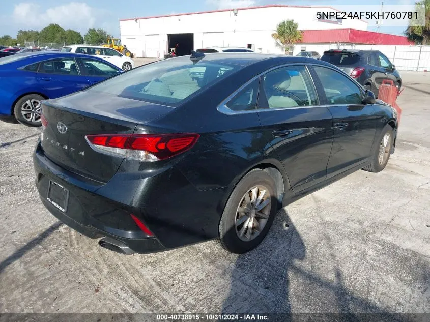 2019 Hyundai Sonata Se VIN: 5NPE24AF5KH760781 Lot: 40738915