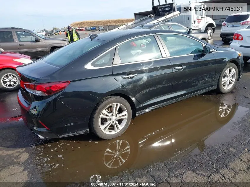 2019 Hyundai Sonata Limited/Sel/Sport VIN: 5NPE34AF9KH745231 Lot: 40743007