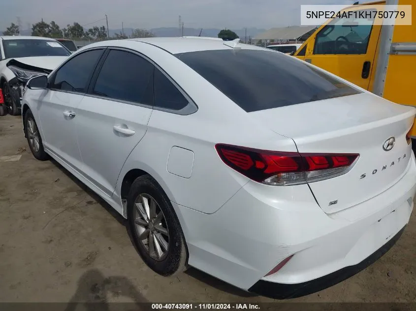 2019 Hyundai Sonata Se VIN: 5NPE24AF1KH750779 Lot: 40743091