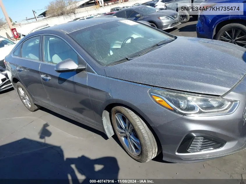 2019 Hyundai Sonata Sel VIN: 5NPE34AF7KH735474 Lot: 40747916