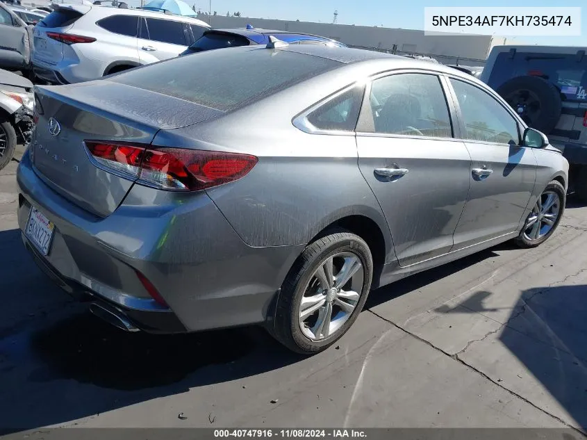 2019 Hyundai Sonata Sel VIN: 5NPE34AF7KH735474 Lot: 40747916