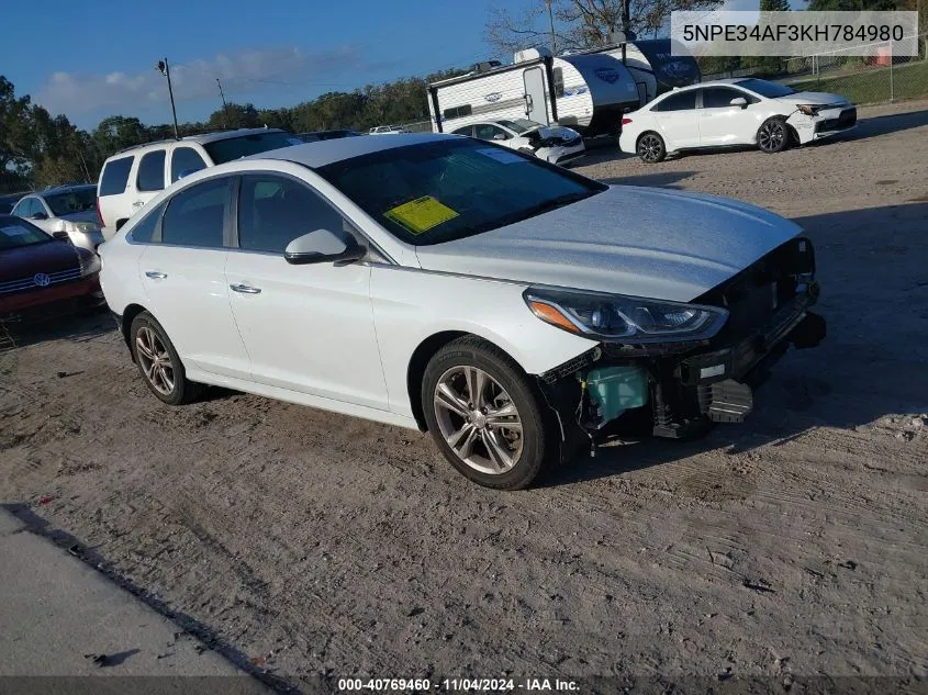 2019 Hyundai Sonata Sel VIN: 5NPE34AF3KH784980 Lot: 40769460