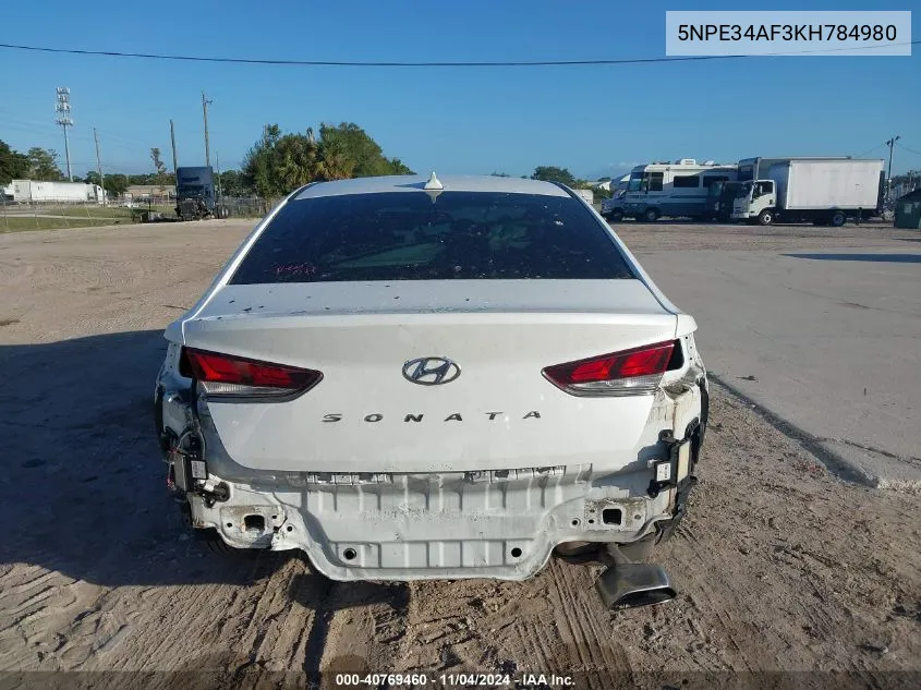 2019 Hyundai Sonata Sel VIN: 5NPE34AF3KH784980 Lot: 40769460