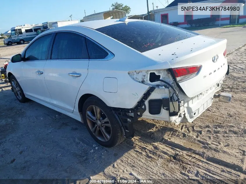 2019 Hyundai Sonata Sel VIN: 5NPE34AF3KH784980 Lot: 40769460