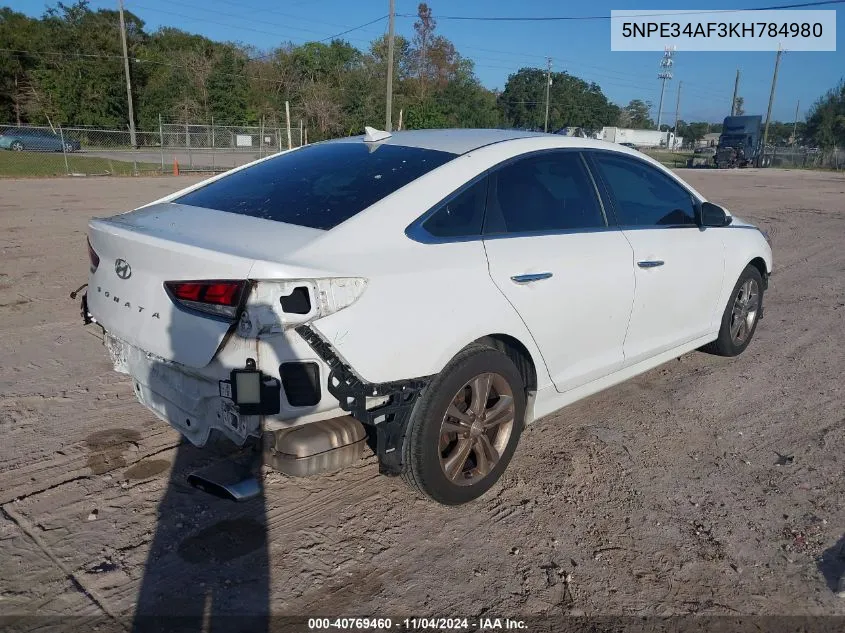 2019 Hyundai Sonata Sel VIN: 5NPE34AF3KH784980 Lot: 40769460