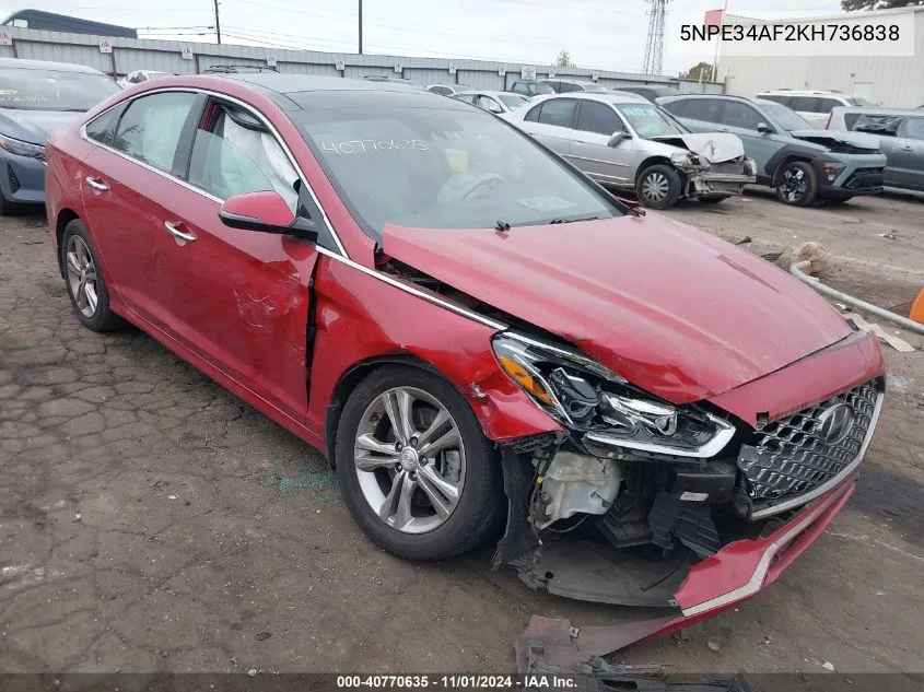 2019 Hyundai Sonata Limited VIN: 5NPE34AF2KH736838 Lot: 40770635