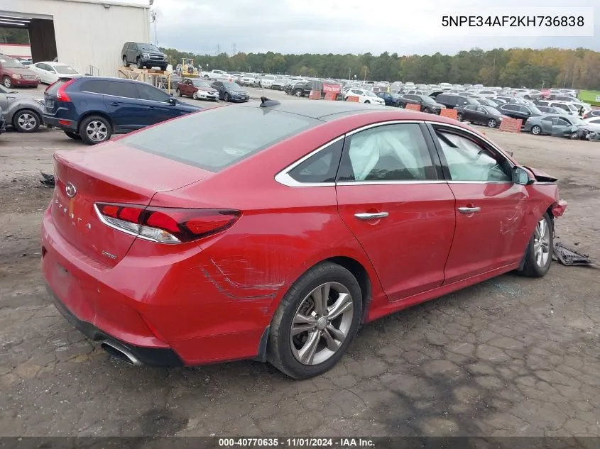 2019 Hyundai Sonata Limited VIN: 5NPE34AF2KH736838 Lot: 40770635