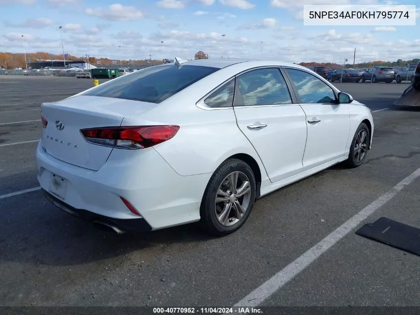 2019 Hyundai Sonata Sel VIN: 5NPE34AF0KH795774 Lot: 40770952