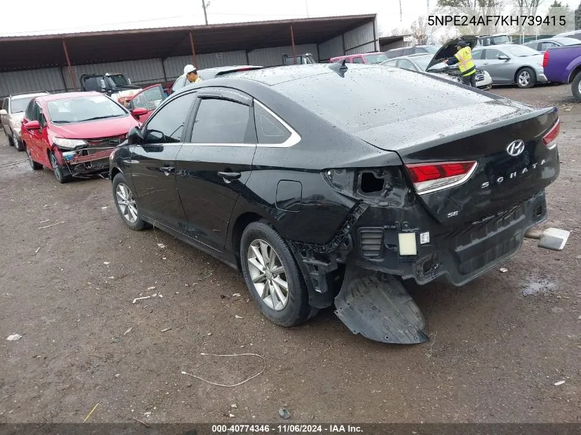 2019 Hyundai Sonata Se VIN: 5NPE24AF7KH739415 Lot: 40774346