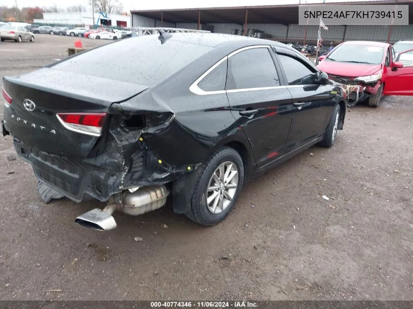 2019 Hyundai Sonata Se VIN: 5NPE24AF7KH739415 Lot: 40774346