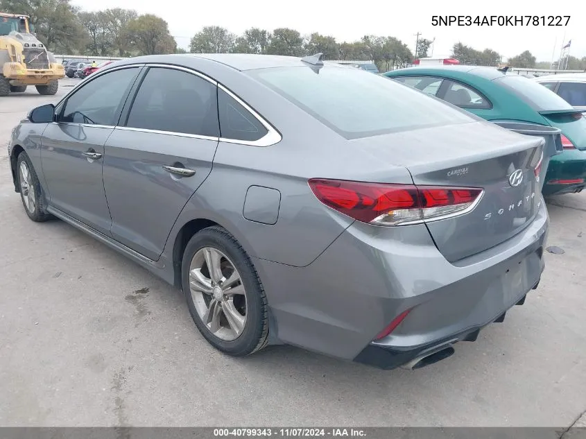 2019 Hyundai Sonata Sport VIN: 5NPE34AF0KH781227 Lot: 40799343