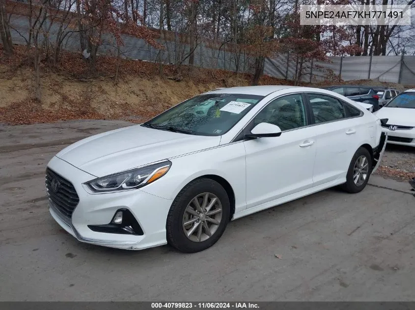 2019 Hyundai Sonata Se VIN: 5NPE24AF7KH771491 Lot: 40799823