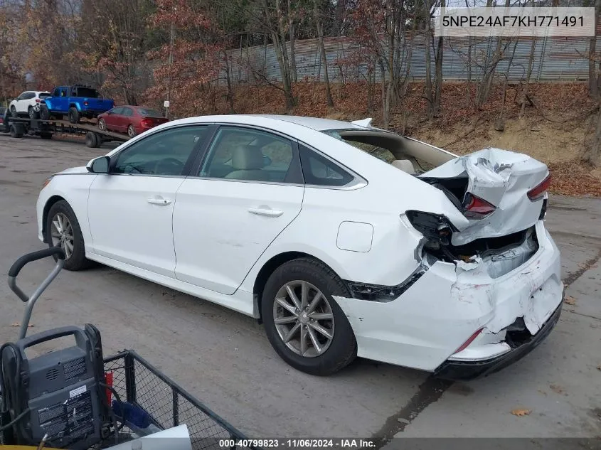 2019 Hyundai Sonata Se VIN: 5NPE24AF7KH771491 Lot: 40799823