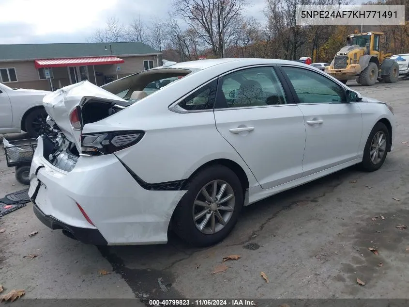 2019 Hyundai Sonata Se VIN: 5NPE24AF7KH771491 Lot: 40799823