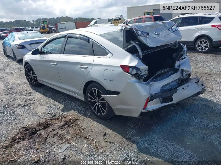 2019 Hyundai Sonata Se VIN: 5NPE24AF9KH765627 Lot: 40810820