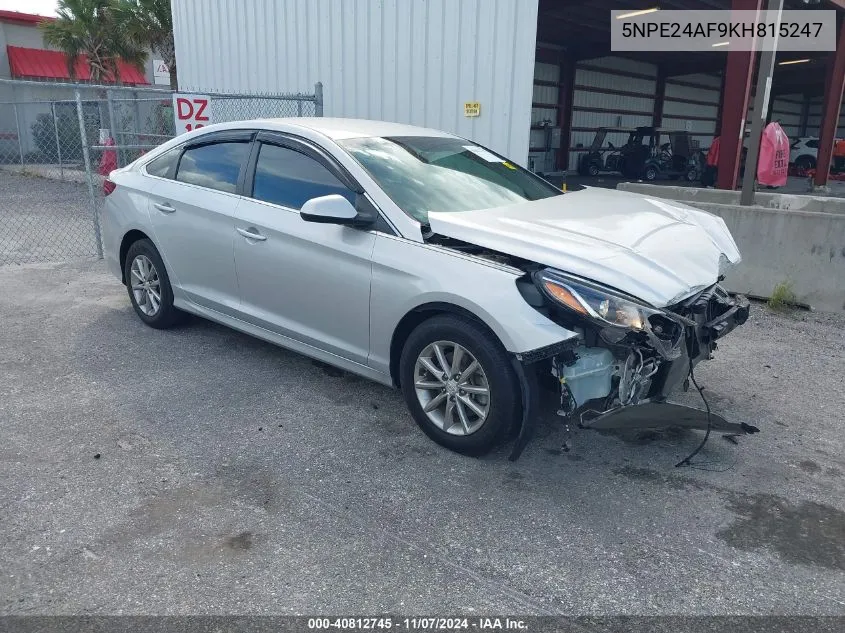 2019 Hyundai Sonata Se VIN: 5NPE24AF9KH815247 Lot: 40812745