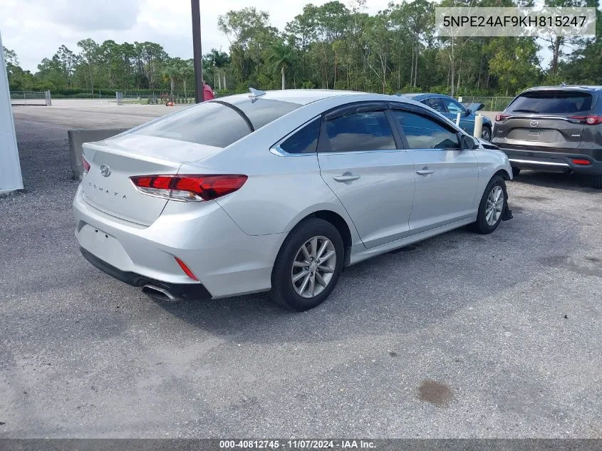 2019 Hyundai Sonata Se VIN: 5NPE24AF9KH815247 Lot: 40812745