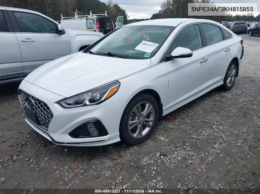 2019 Hyundai Sonata Sel VIN: 5NPE34AF3KH815855 Lot: 40813237