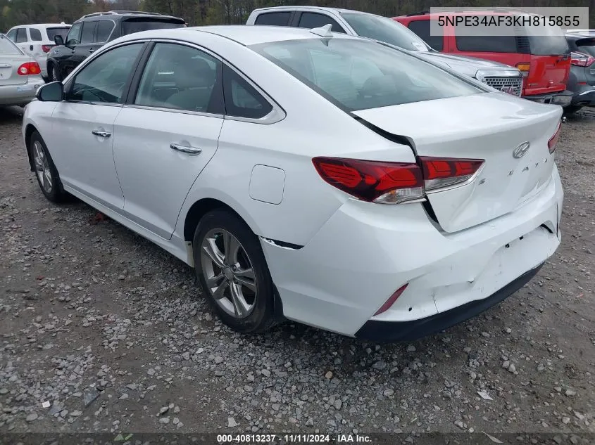 2019 Hyundai Sonata Sel VIN: 5NPE34AF3KH815855 Lot: 40813237