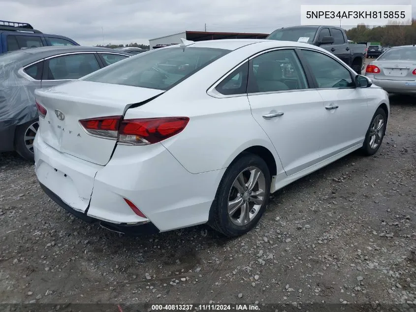 2019 Hyundai Sonata Sel VIN: 5NPE34AF3KH815855 Lot: 40813237