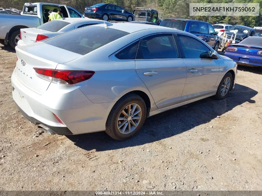 2019 Hyundai Sonata Se VIN: 5NPE24AF1KH759062 Lot: 40821314