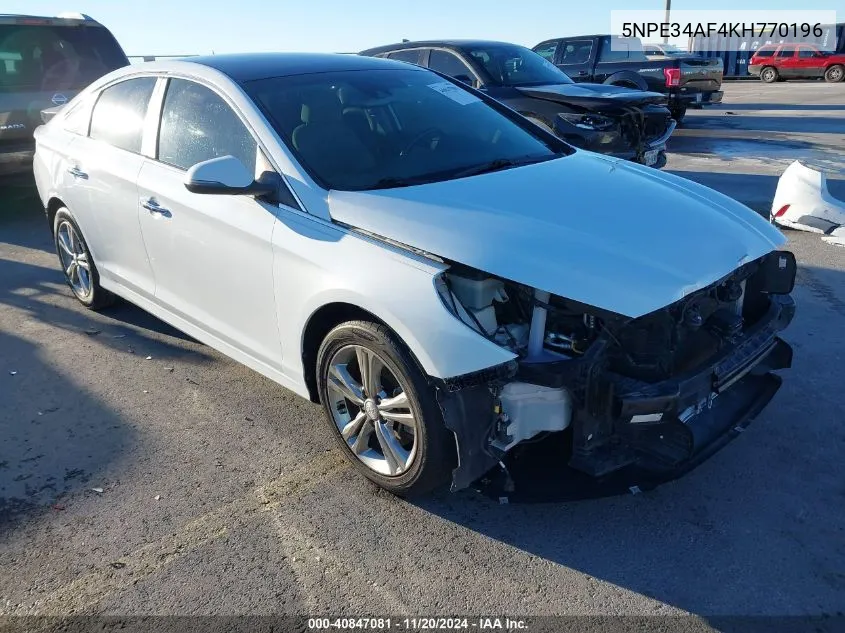 2019 Hyundai Sonata Sel VIN: 5NPE34AF4KH770196 Lot: 40847081