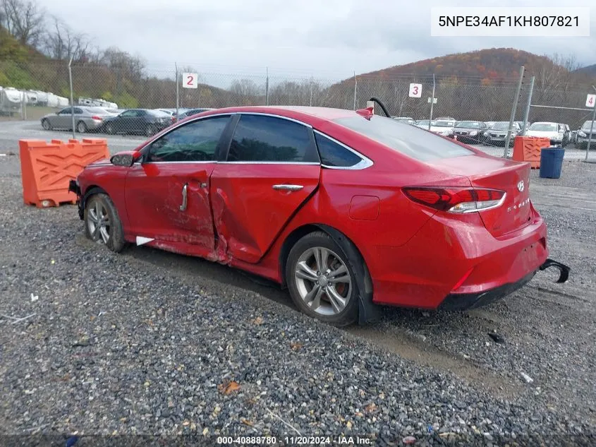 2019 Hyundai Sonata Sel VIN: 5NPE34AF1KH807821 Lot: 40888780