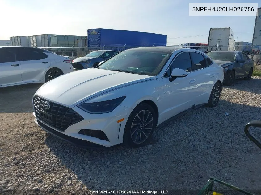 2020 Hyundai Sonata VIN: 5NPEH4J20LH026756 Lot: 12115421