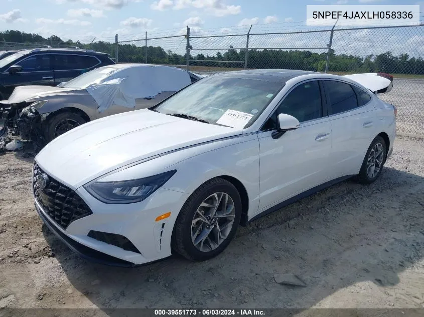 2020 Hyundai Sonata Sel VIN: 5NPEF4JAXLH058336 Lot: 40289234