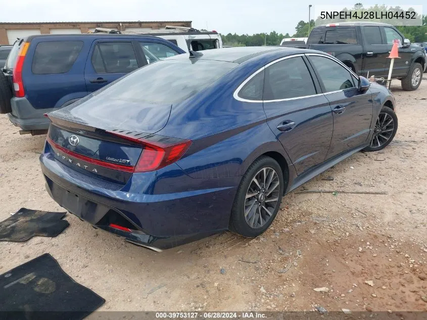 2020 Hyundai Sonata Limited VIN: 5NPEH4J28LH04452 Lot: 39753127