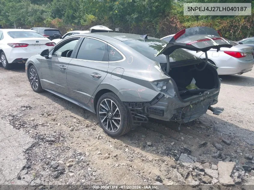 5NPEJ4J27LH040187 2020 Hyundai Sonata Sel Plus