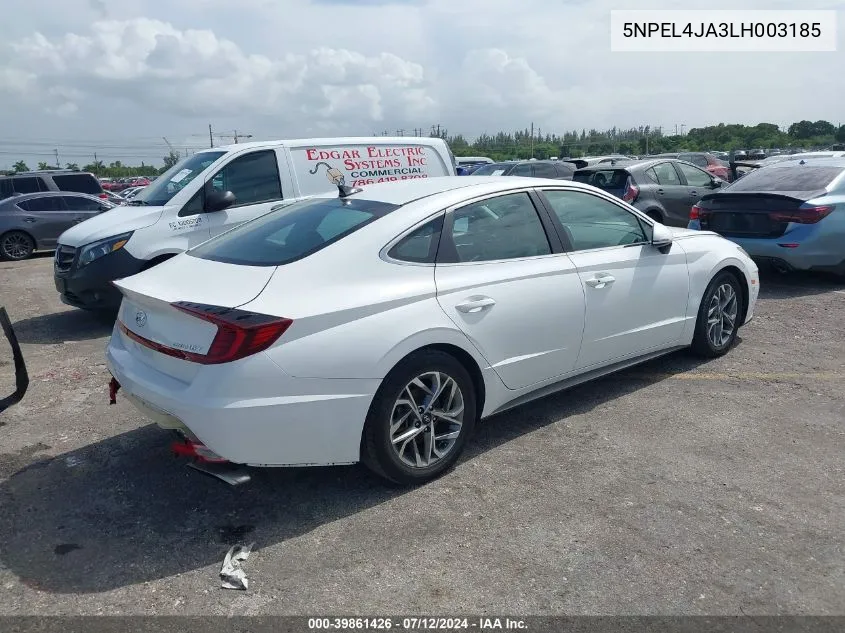 2020 Hyundai Sonata Sel VIN: 5NPEL4JA3LH003185 Lot: 39861426