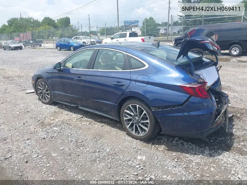 2020 Hyundai Sonata Limited VIN: 5NPEH4J2XLH059411 Lot: 39890032