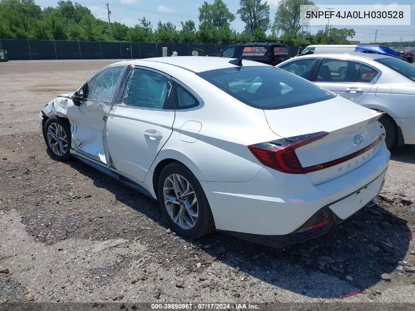 2020 Hyundai Sonata Sel VIN: 5NPEF4JA0LH030528 Lot: 39890987