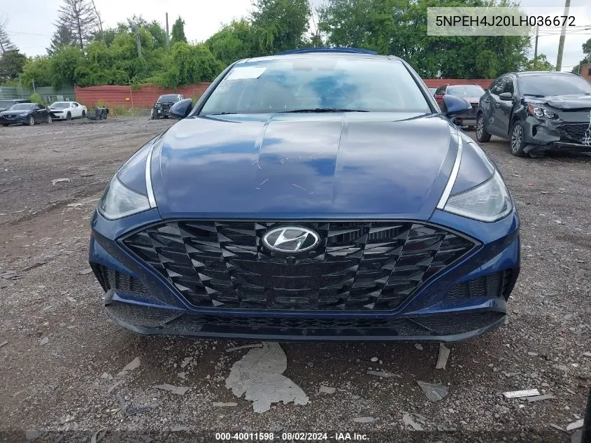 2020 Hyundai Sonata Limited VIN: 5NPEH4J20LH036672 Lot: 40011598