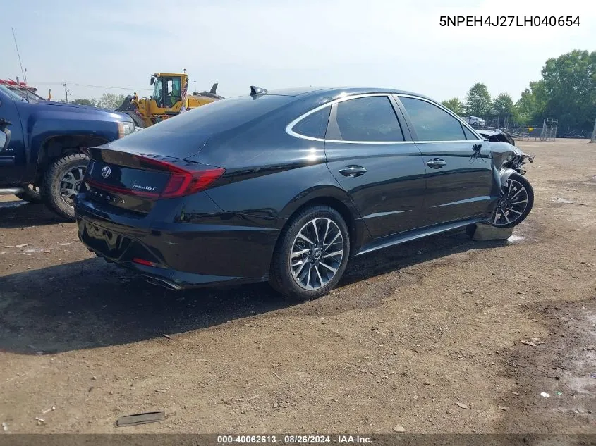 2020 Hyundai Sonata Limited VIN: 5NPEH4J27LH040654 Lot: 40062613