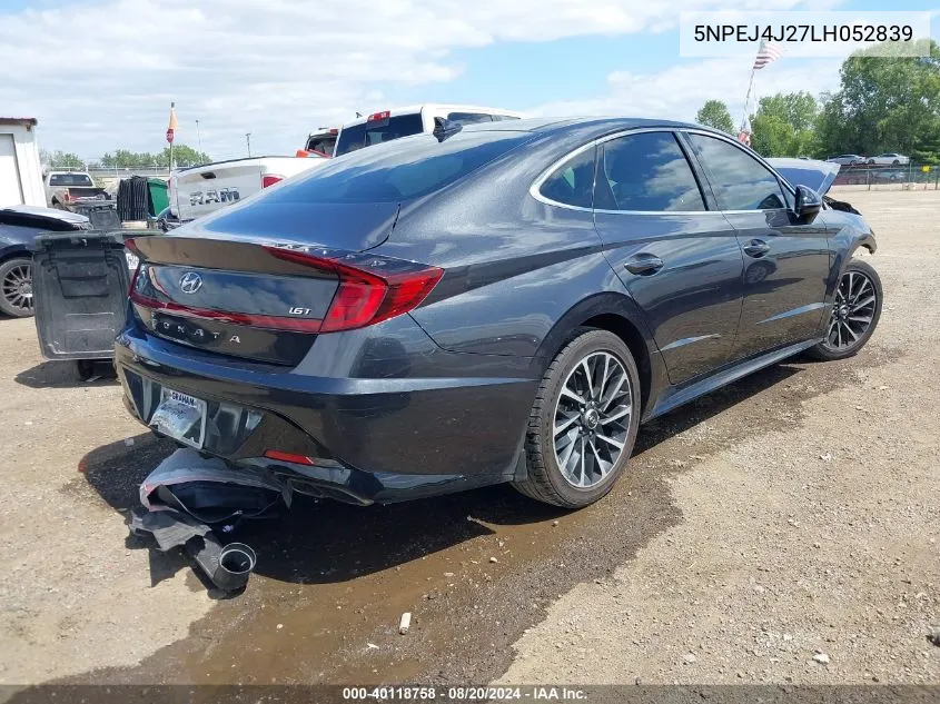 2020 Hyundai Sonata Sel Plus VIN: 5NPEJ4J27LH052839 Lot: 40118758