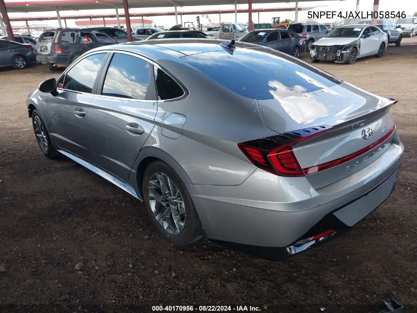 2020 Hyundai Sonata Sel VIN: 5NPEF4JAXLH058546 Lot: 40170956